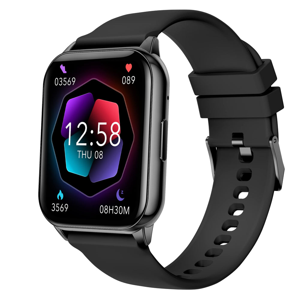 [Australia - AusPower] - AcclaFit Smart Watch (Answer/Make Call), 1.96" Full Screen Fitness Tracker with 112+ Sport Modes, Smartwatch with Heart Rate Blood Oxygen and Sleep Monitor, 5ATM Waterproof Watch for Android iOS Black 