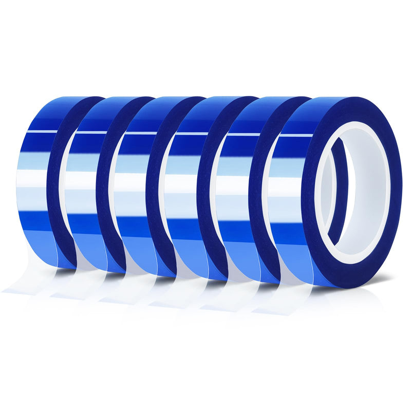 6 Rolls 10mm x16m(52FT) Blue Heat Tape High Temperature Heat Resistant Tape Heat Transfer Tape for Heat Sublimation Press Vinyl,No Residue