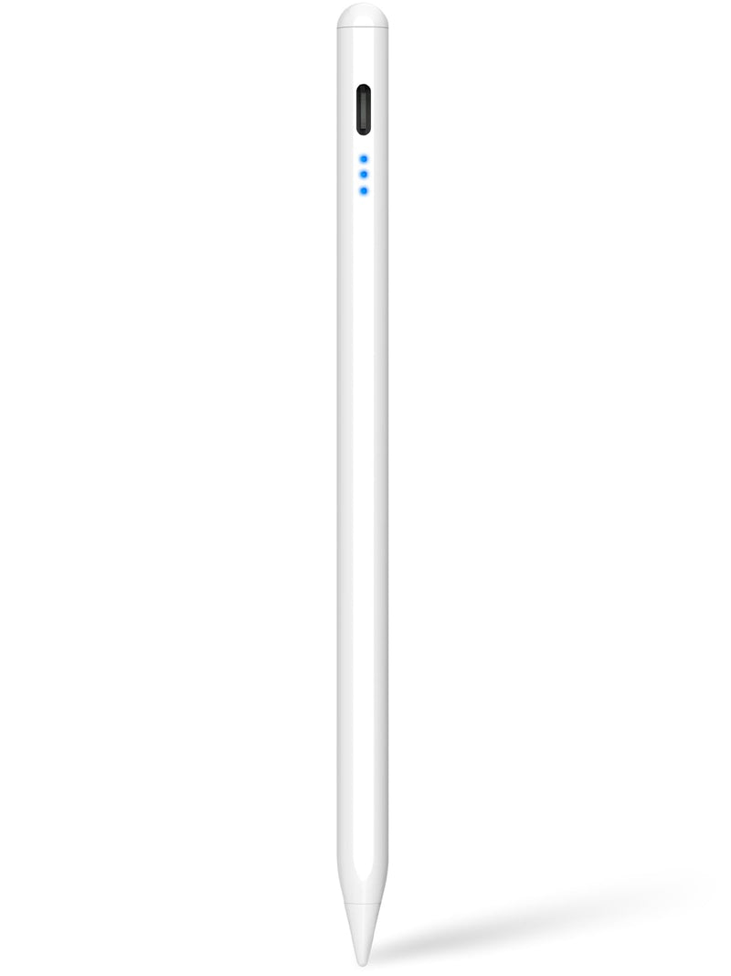 [Australia - AusPower] - Stylus Pen for iPad, 5min Fast Charge Pencil for iPad/Pro/Air/Min 2018-2024, Pen for iPad with Tilt Sensitive& Palm Rejection& Magnetic for Professional Drawing, Writing, Working (White) WHITE 