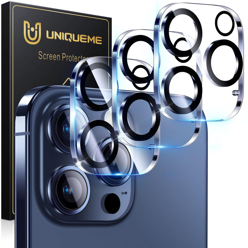 [Australia - AusPower] - UniqueMe Compatible for 3 Pack iPhone 15 Pro/iPhone 15 Pro Max Camera Lens Protector, [Drop Protection] [Case Friendly] 9H Tempered Glass Camera Cover Screen [2023 New Version] 15 Pro/15 Pro Max Transparent 