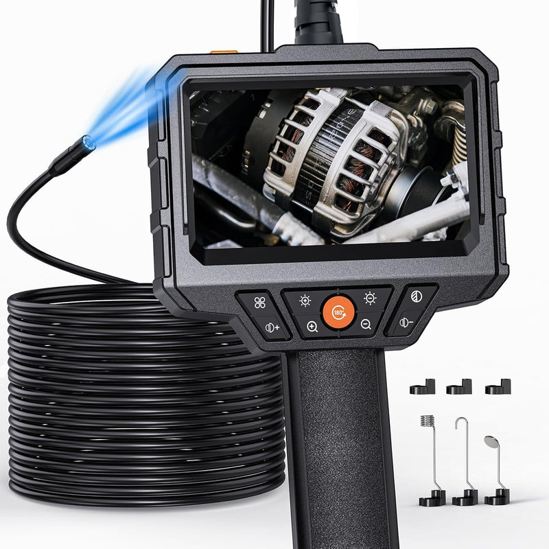 [Australia - AusPower] - Endoscope Camera with Light, SKYEAR Handheld Borescope 4.3'' HD 1080P with 8 Adjust LED Lights, Inspection Camera with 16.4ft Semi-Rigid Cable, IP67 Waterproof Scope Camera for Swer, Gadgets for Men 