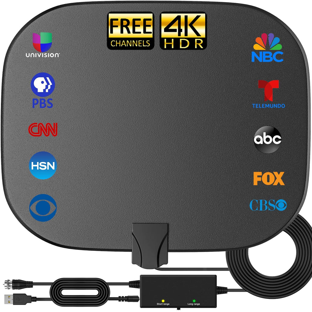 [Australia - AusPower] - 2023 Upgraded Amplified HD Digital TV Antenna Long 450+ Miles Range, Support 360°Reception 4K 1080p for Smart Old Television, Amplifier Signal Booster for Local Channels-20ft Coax HDTV Cable 