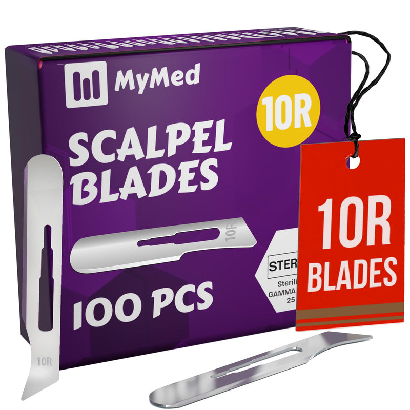 [Australia - AusPower] - 10r Blades Dermaplaning 0.7mm Extra Wide Pack of 100 Surgical Blades 10r, Size 10r Scalpel Blades, High Carbon Steel Dermablade Dermaplane Blades 10r Individually Wrapped Disposable 10r Blade Sterile 