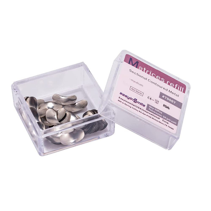 [Australia - AusPower] - Dental Matrix Bands 50PCS Sectional Contoured Metal Matrices System 50?m for Tooth Interproximal Refill (Medium) Medium 
