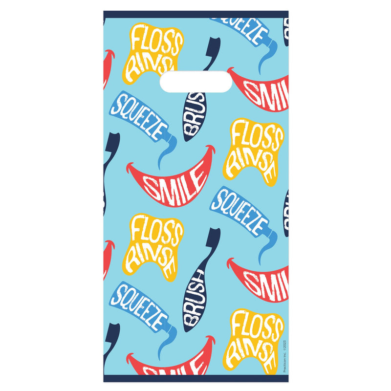 [Australia - AusPower] - Practicon Squeeze Brush Smile 6" x 12" Dental Giveaway Bag, Dental Hygiene Patient Care Goodie Bag, Dentist Office Plastic Gift Bags, 100 Pack 6" x 12" 