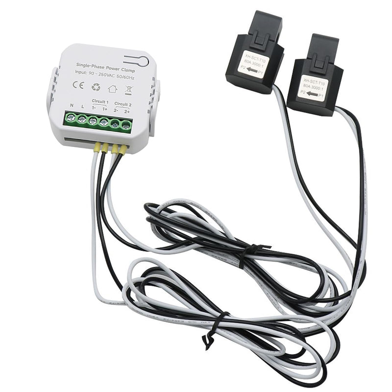 [Australia - AusPower] - AC110V 220V 80A Tuya App Smart Two-Way Bilateral WiFi Energy Meter with 2PCS 80A CT Current Transformers Clamps Sensors KWh Power Eenrgy Electricity Consumption Monitor Meter Voltmeter Ammeter 80A(CT Diameter 10MM) 