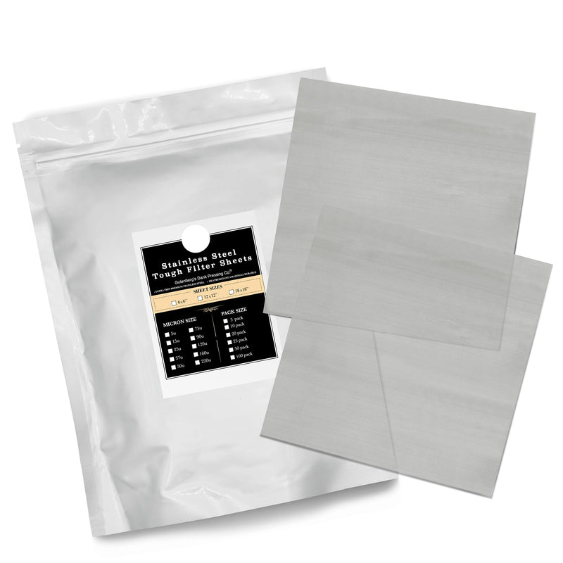 [Australia - AusPower] - Gutenberg's Tough Micron Stainless Steel Mesh Screens | Many Sizes | Stainless Steel Tea Filter Bags (5-Pack 25u (Micron), 6x6 inch) 5-Pack 25u (Micron) 