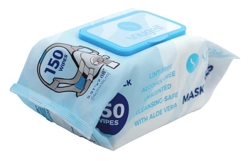 [Australia - AusPower] - Jumbo Pack CPAP Mask Wipes by Snugell (1-Pack with 150 Wipes/pack) - Unscented - Perfect for Travel - for Cleaning CPAP Mask and Devices - Unscented - Skin Safe with Aloe Vera - Lint & Alcohol Free 1 
