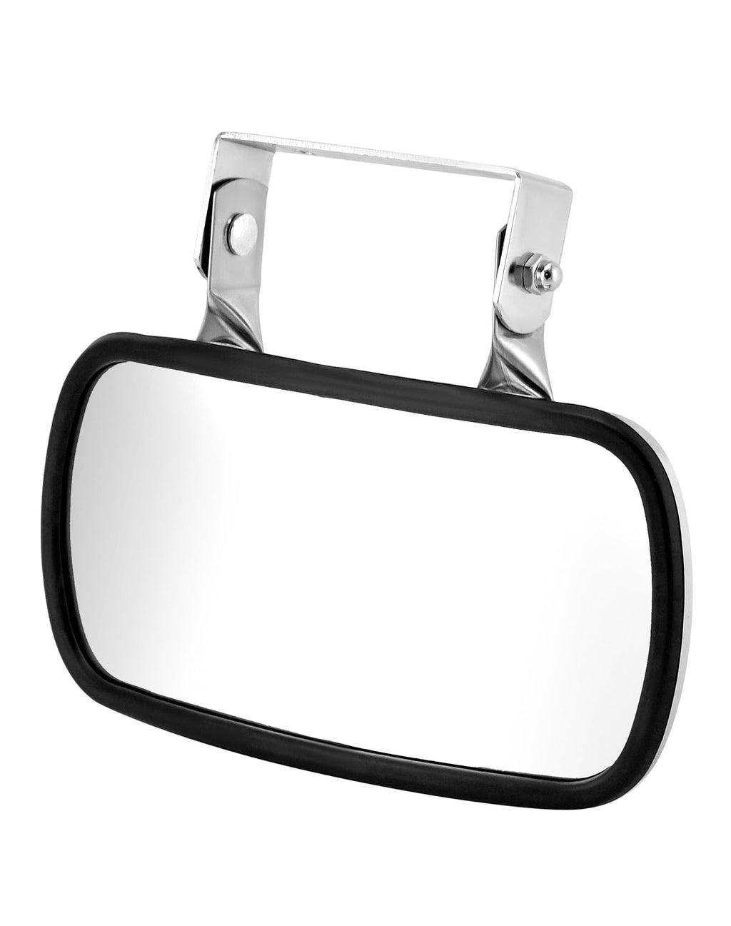 QWORK Stainless Steel Convex Mirror, Over Door Rectangular U-Bracket Rearview Mirror for Tractors, Forklifts, Trucks 1 Pack