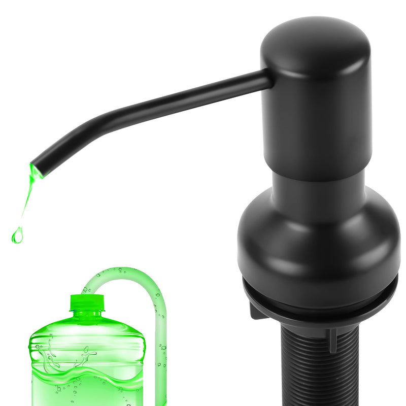 Soap Dispenser for Kitchen Sink, Sink Soap Dispenser with Longer Threaded Shaft Shank, 47" Extension Tube Connects Directly to Dish Soap Container, Wider Pump Head Base （Black） Black