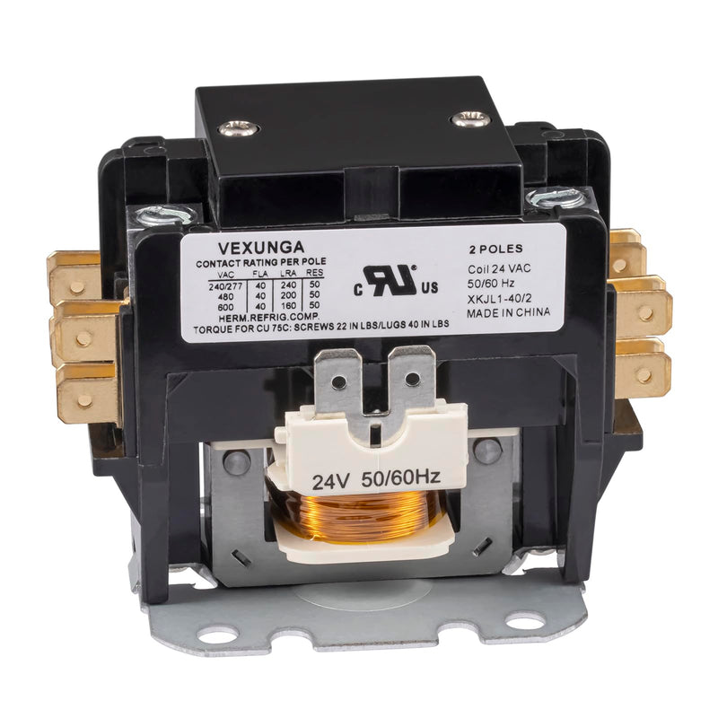 [Australia - AusPower] - 2 Pole 40 Amp 24 VAC Coil AC contactor 2P 40A 24V 50/60Hz AC Motor Contactor Replacement for Air Conditioner Compressor Condenser Unit Contactors 