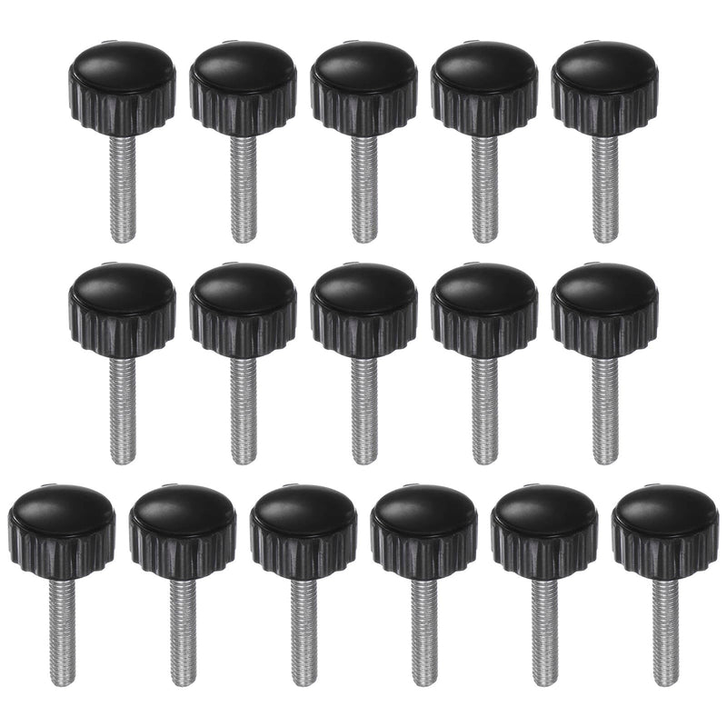 [Australia - AusPower] - 16pcs Knurled Knobs M4 x 20mm Male Thread 16mm Head Grip Plastic Metric Clamping Knobs Handles Thumb Screws with Threaded Stud, Black 