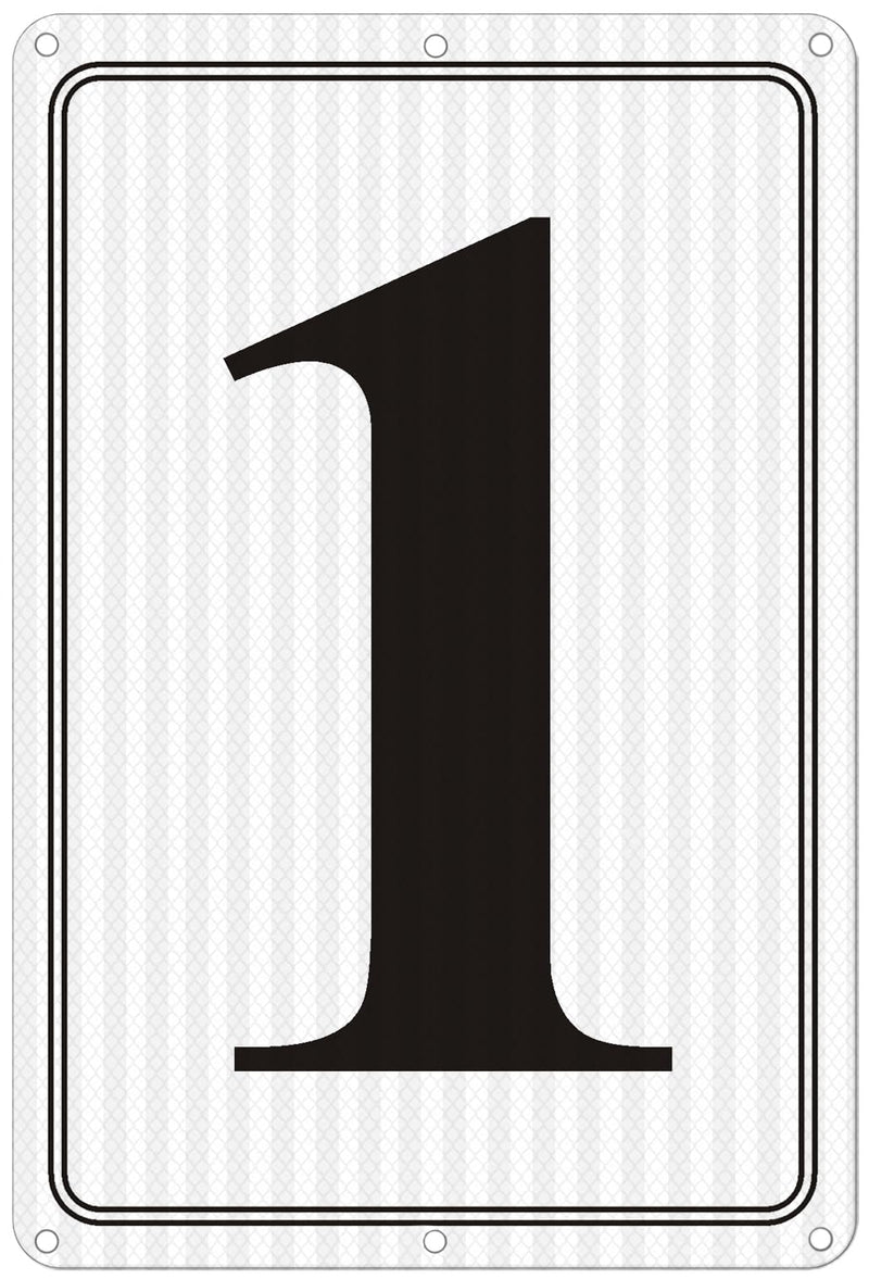 [Australia - AusPower] - Premium Reflective Metal Number Signs 1 - Aluminum 12" X 8" Parking Spot Numbered Signs Outdoor, Large, Floor, Dock, Court, Aisle, Field, No Fade, Weather-Resistant Reflective Number Signs 1 