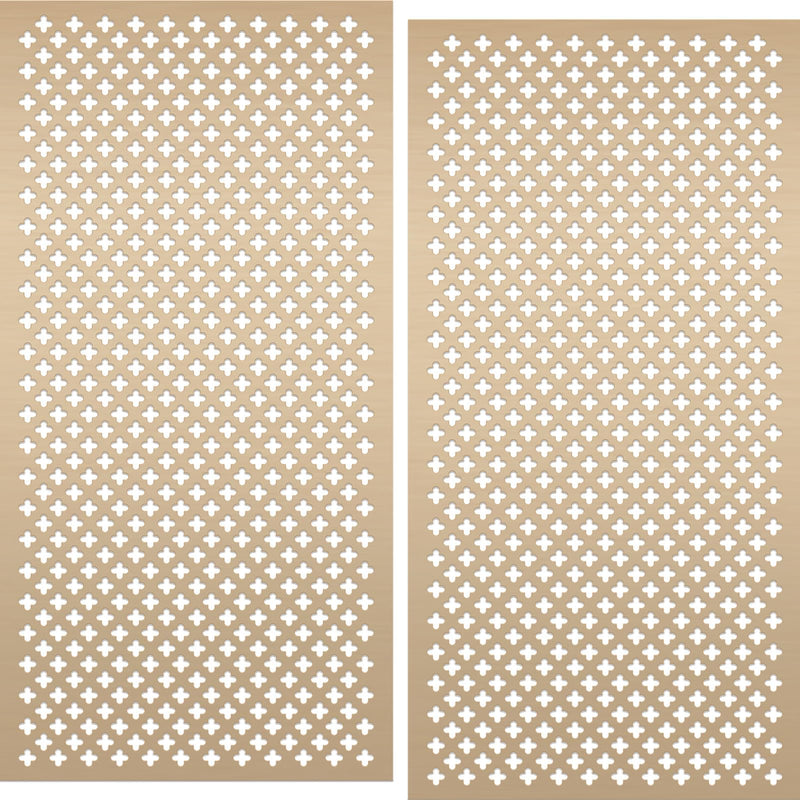 Therwen 2 Pcs Decorative Aluminum Sheet Metal Cloverleaf Sheet 24 x 12 Inch Perforated Metal Panels 0.04 Inch Thick Brass Mesh Decorative Panels for Indoor Outdoor 12 x 24 x 0.04 Inch Gold