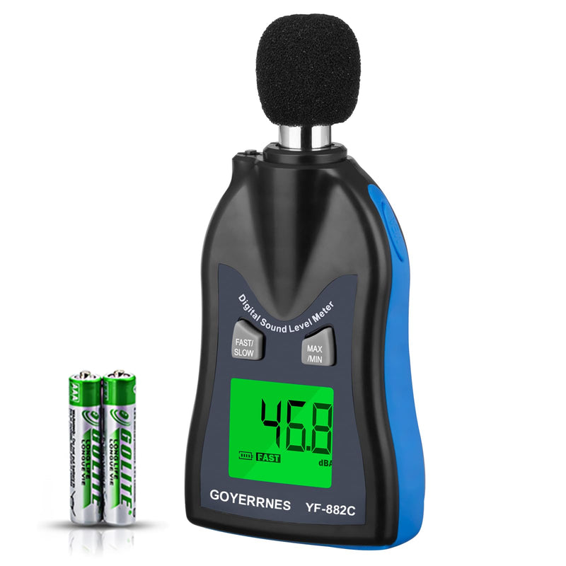 [Australia - AusPower] - Handheld Decibel Meter, Digital Sound Level Meter 30-130dBA SPL Decibel Monitoring Tester Sound Meter Noise Decibel Reader with Max/Min Hold Data Sensor LCD Backlight Display for Home Factory 