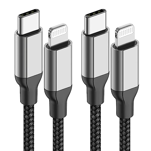 iPhone Charging Cable Quick Charging Cable 1 m [Pack of 2], USB C to Lightning Cable | Acecene MFi Certified Nylon iPhone Fast Charging Cable for iPhone 14 13 12 11 Pro Max X XS XR 8 7 6 Plus Mini SE - Black