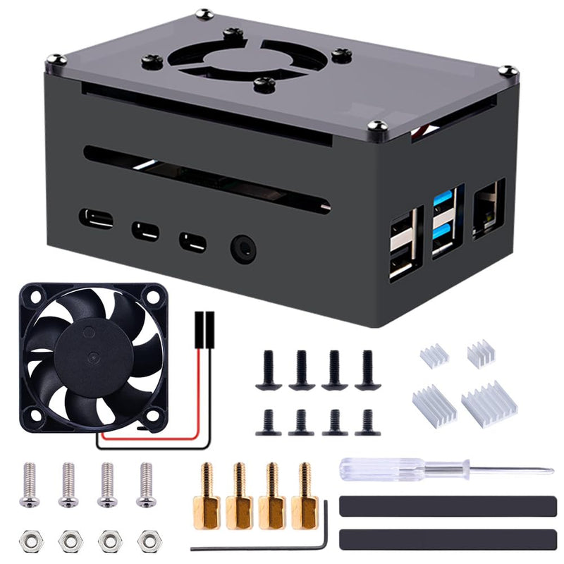 [Australia - AusPower] - GeeekPi Raspberry Pi 4 Case, Raspberry Pi 4 Aluminum Case with Fan, Raspberry Pi 4 Heatsink for Raspberry Pi 4 Model B, High Case Supports POE Hat 