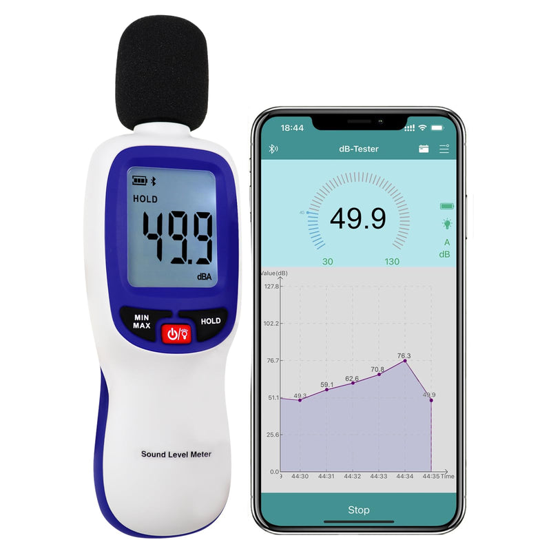 [Australia - AusPower] - Wireless Sound Level Meter with Bluetooth: Portable Decibel Meter, App Data Logging, and High Accuracy SPL Meter 0~130dB for Professional Noise Inspections and Home Use 