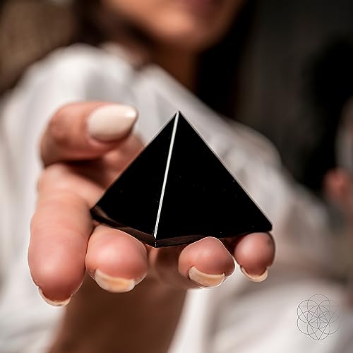 Conscious Items Black Obsidian Crystal Pyramid, Natural Protection Crystal Pyramids for Grounding & Energy Shielding, Healing Stone Gifts for Women & Men, Genuine Crystals for Home & Office The Protection Pyramid