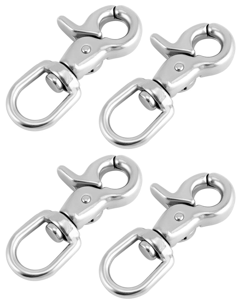 [Australia - AusPower] - QWORK Swivel Trigger Snap Hook, 4 Pack 2.56" Marine Grade Stainless Steel 316 Swivel Trigger Clip Hook, 130 Lbs Capacity, for Cages, Dog Leash, Flag Pole, Bag, Key Ring 