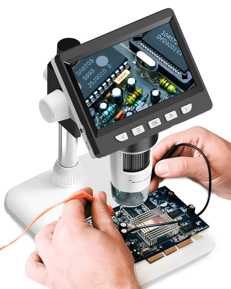 [Australia - AusPower] - 4.3" Digital Microscope for Adults, SKYEAR Coin Microscope1000X Magnification with 8 Ajustable LED Fill Lights, USB Microscope for Windows/MacOS, Coin Collection Supplies 