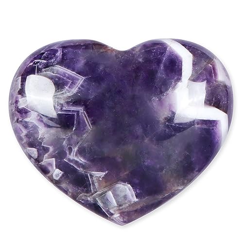 SMQ 60mm Natural Amethyst Crystal Heart Worry Stone Polished Gemstone Pocket Palm Large Chakra Crystals and Healing Stones Rock for Balancing Yoga Home Decor Amethyst（heart）