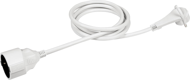 Meister Plastic Extension Cable with Flat Connector 2 m - Indoor (IP20) - Schuko Coupling - White 2 m (Model 2)
