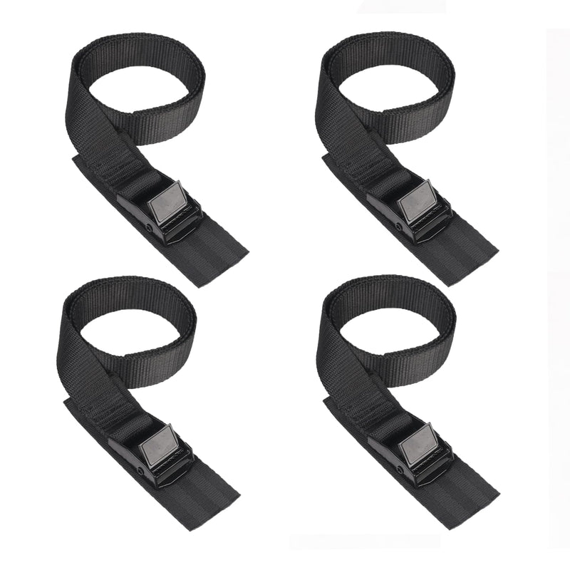 [Australia - AusPower] - MAGARROW Lashing Straps with Cam Buckle Black (All Black (4-Pack), 2 Feet) ALL Black (4-Pack) 