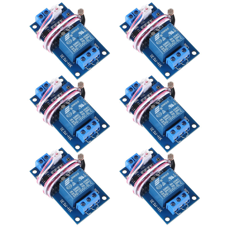 [Australia - AusPower] - 6pcs XH-M131 DC 12V 10A Photoresistor Relay Module, Light Control Switch Photoresistor Relay Module Detection Sensor Automatic Light Control Switch with Cable 