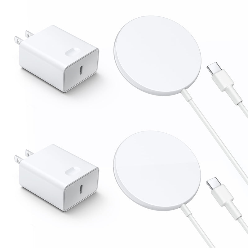 [Australia - AusPower] - Magnetic Wireless Charger for iPhone 15 14 Wireless Charger with 20W PD USB C Charger, 2 Pack SMOONFACE Compatible with Magsafe Charger for iPhone 15/15Pro/15promax/ 14/14pro/14plus/14promax/AirPods3 A-White 