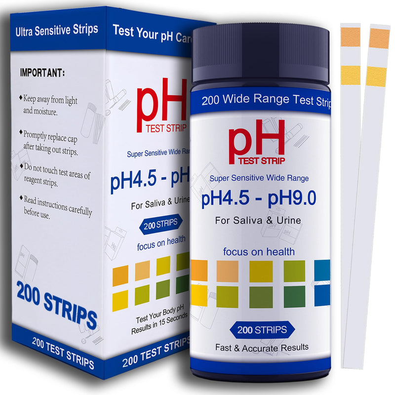 [Australia - AusPower] - PH Test Strips for Urine & Saliva - 200ct Urine PH Test Strips for Humans, Fast & Accurately Track & Monitor Your pH Level (4.5-9.0ppm) in Seconds, Quick & Easy to Test Alkaline & Acid Levels in Body 