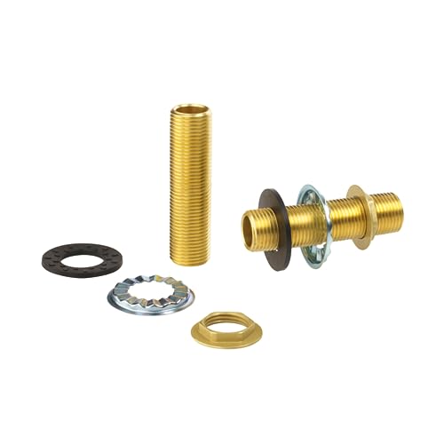 Krowne Royal Series deck mounting kit with brass nipples, locknuts, and washers
