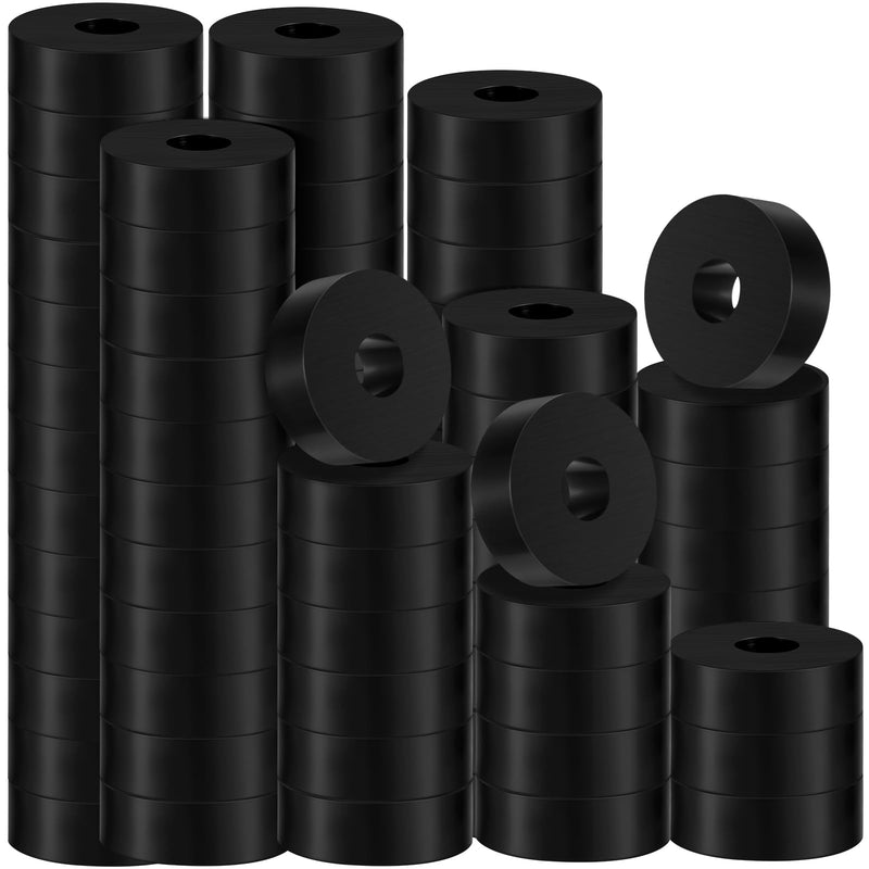 Fabbay Multi Purpose Rubber Spacer 1 OD x 3/8 ID x 1/2 Inch Thickness Black Round Rubber Washers Anti Vibration Bushings Spacers Washers for Home and Car Accessories(120 Pcs) 120