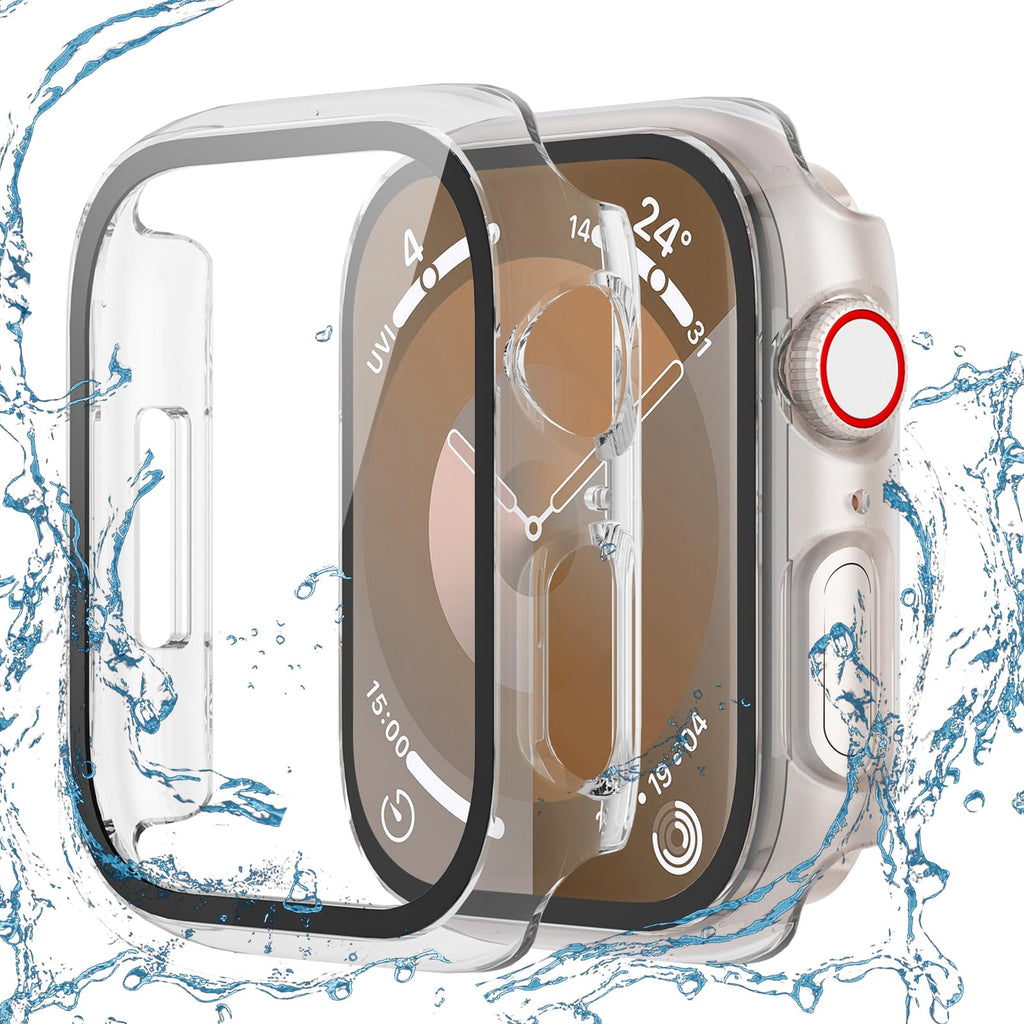 [Australia - AusPower] - 2 Pack Waterproof Case Compatible with Apple Watch 40mm SE (2nd Gen) Series 6 5 4 with Tempered Glass Screen Protector, Full Protective Hard PC Bumper Case Face Cover for iWatch 40mm Clear Transparentr 