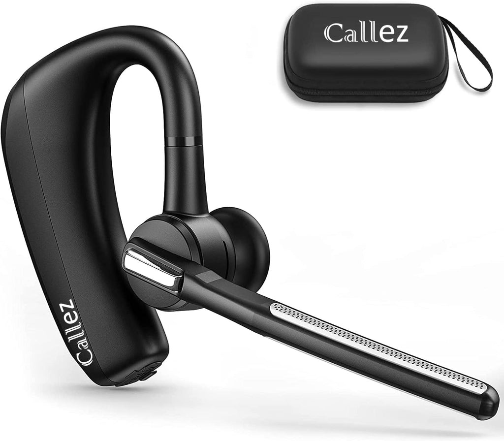 [Australia - AusPower] - Bluetooth Headset for iPhone Android Cell Phone, Bluetooth Earpiece V5.0 with CVC8.0 Dual Mic Noise Cancelling & Mute/Volume Buttons, Hands-Free Wireless Headset for Trucker Business Office Black 