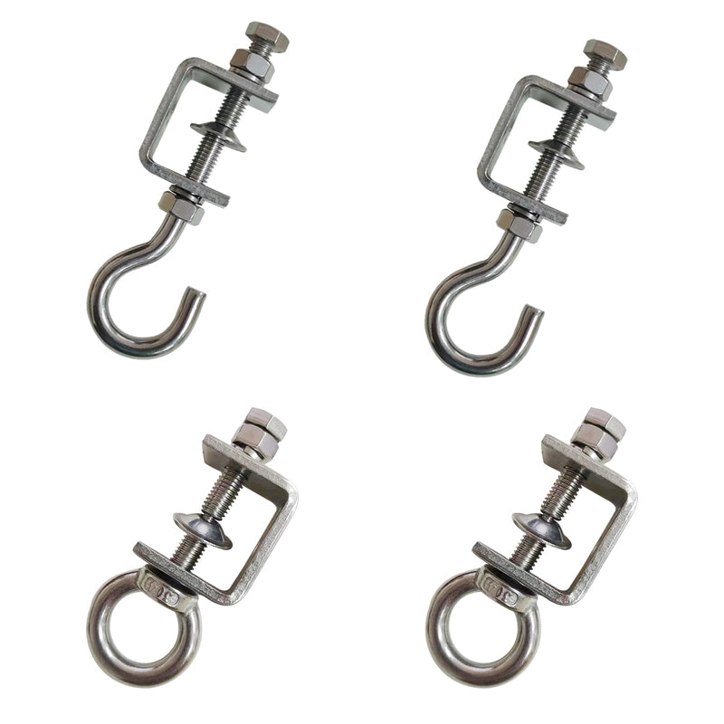 [Australia - AusPower] - 4Pcs Stainless C Clamp with Ring;Heavy Duty Hanging J Hook/pipe Clamp Hooks for Hanging;Beam Clamp with Ring, That Can Withstand 100 Pounds of Static Gravity (medium) 
