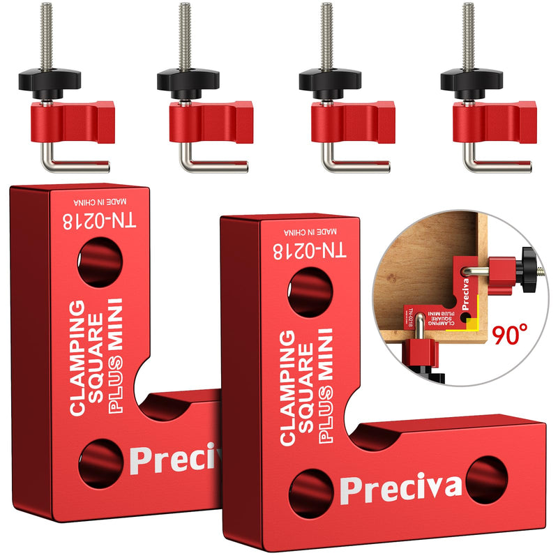 [Australia - AusPower] - Preciva 90 Degree Mini Positioning Squares 2 Sets (2.32''x 2.32''), Aluminum Alloy Right Angle Clamps Fixing Clamp, Carpenter Corner Clamping Square Tool for Picture Frame Box Cabinets Drawers (Red) Red 