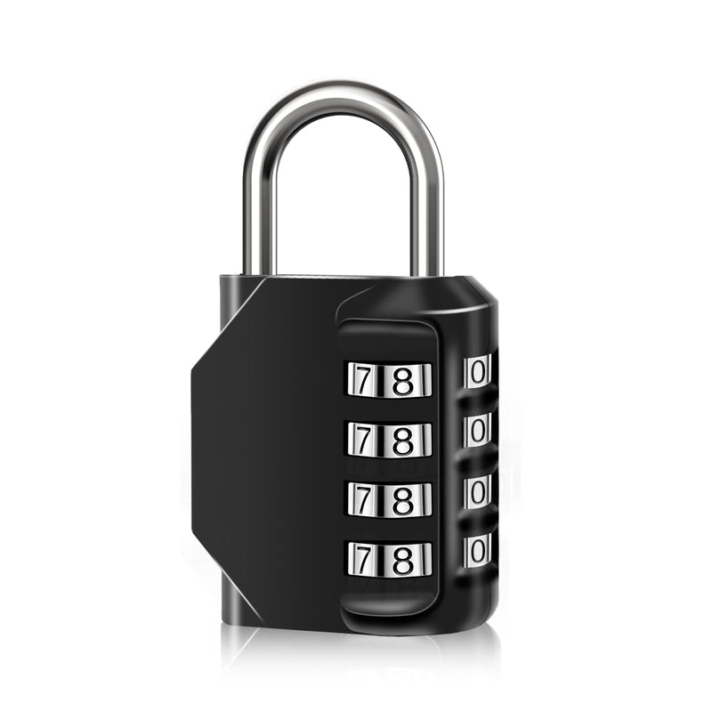 [Australia - AusPower] - Combination Lock Waterproof 4 Digit Padlocks with Combination Code, Zinc Alloy Combination Lock for Door, Tool Boxes, Schools, Gym, Garden, Fences, Reel Cabinet & Storage, Black (1PCS) 1 Piece 
