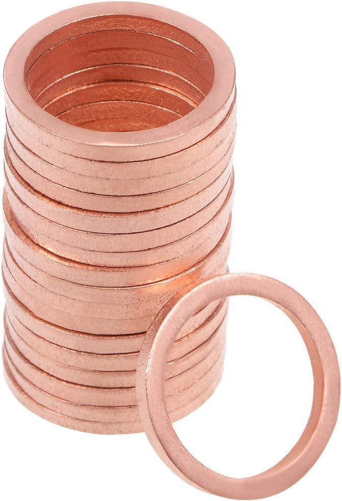 Unifizz 20-piece copper flat washer set, 16mm x 20mm x 2mm, for screw bolts