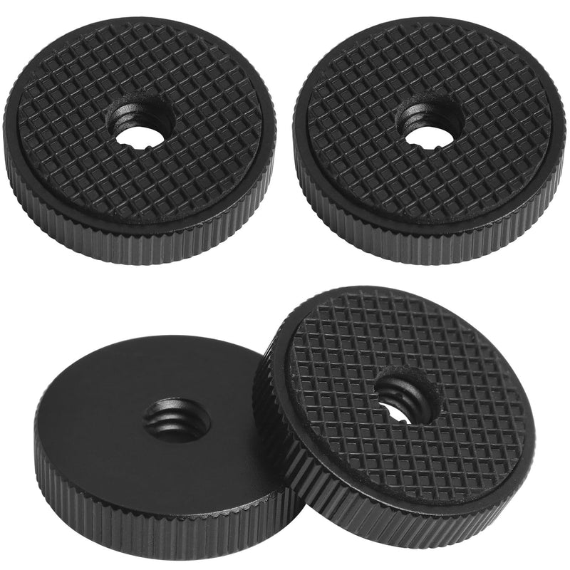 [Australia - AusPower] - 4PCS 1/4Inch Aluminum Alloy Female Thumb Wheel Lock Nut Adapter with Gasket, Hot Shoe Locking Knob Nut and Spacer, 1/4 Inch Knurled Screw Nut 26mm/1in Diameter 