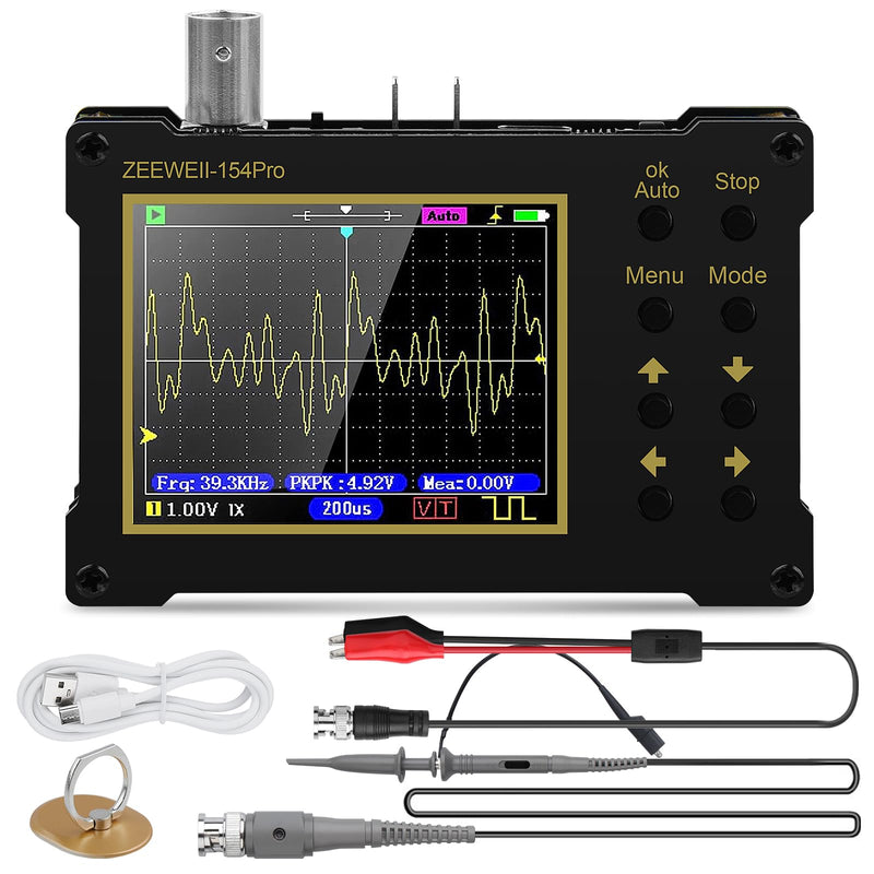 [Australia - AusPower] - Oscilloscope Signal Generator with 2.4" LCD Display 154 PRO Digital Oscilloscope Portable 500Khz 40Ms/s Sampling Rate 18MHz Bandwidth Built-in 1000mah Battery Handheld Oscilloscopes with X1/X10 Probe 154PRO 