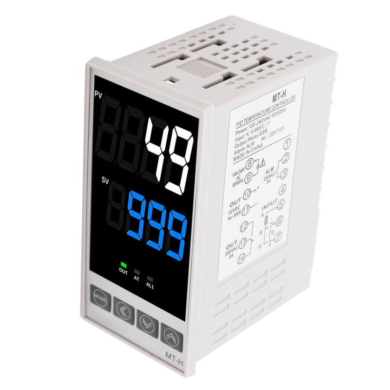 [Australia - AusPower] - PID Temperature Controller Kit, High Voltage 100ACV to 240ACV Digital Display Universal Thermostat with SSR Solid State Relay, Support K, J, E, N Thermocouple (48 X 96mm) 48 X 96mm 