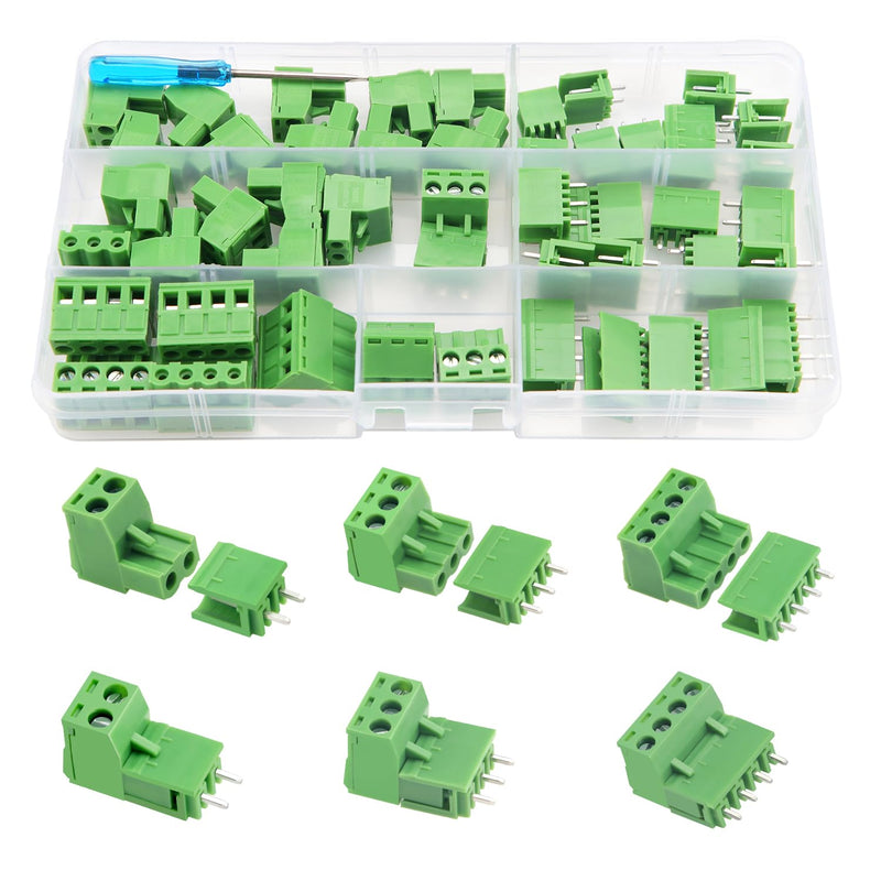 YIXISI 25 Pairs PCB Mount Screw Terminal Block Pluggable, 5.08 mm 2 Pin / 3 Pin / 4 Pin PCB Terminal Block Plug, Screw Terminal Block Connector, for PCB Straight 2 Pin + 3 Pin + 4 Pin