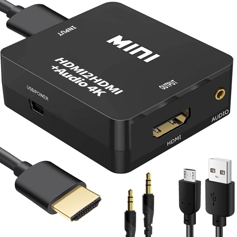 [Australia - AusPower] - HDMI Audio Extractor, 4K HDMI to HDMI Splitter 3.5mm AUX Audio 1080P, Compatable for TV, PC, PS3/4/5, Blu-ray/DVD/HD Player, Projector, Sound System, Xbox, Switch 