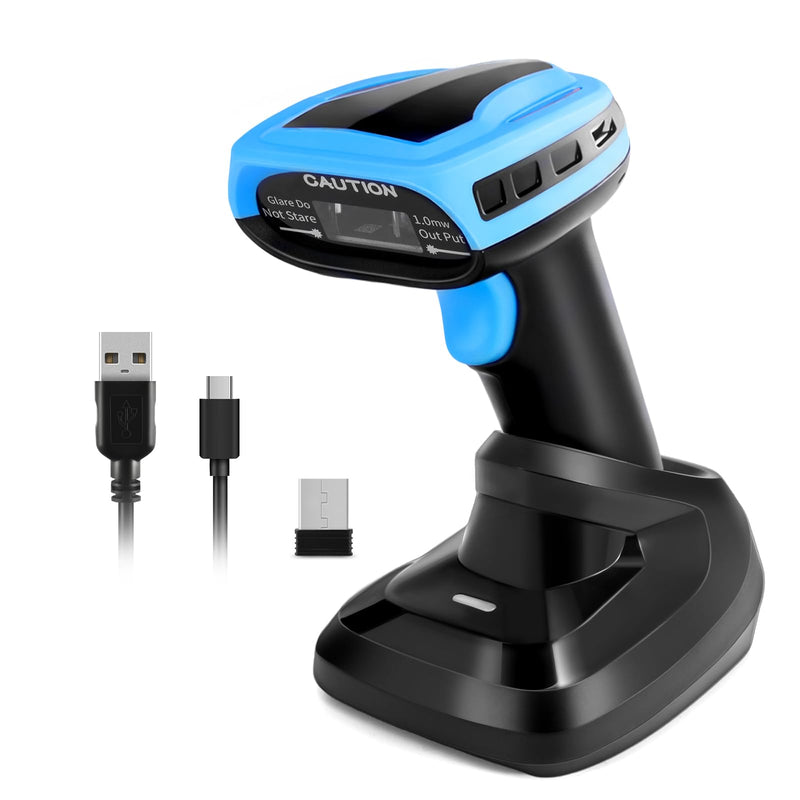 [Australia - AusPower] - Barcode Scanner Wireless, Rechargeable 1D Laser Bar Code Scanners, Handheld Barcode Scanner Versatile 2 in 1 2.4Ghz Wireless and USB 2.0 Wired HC-653WL Laser Wireless 1D 2.4G+Stand 