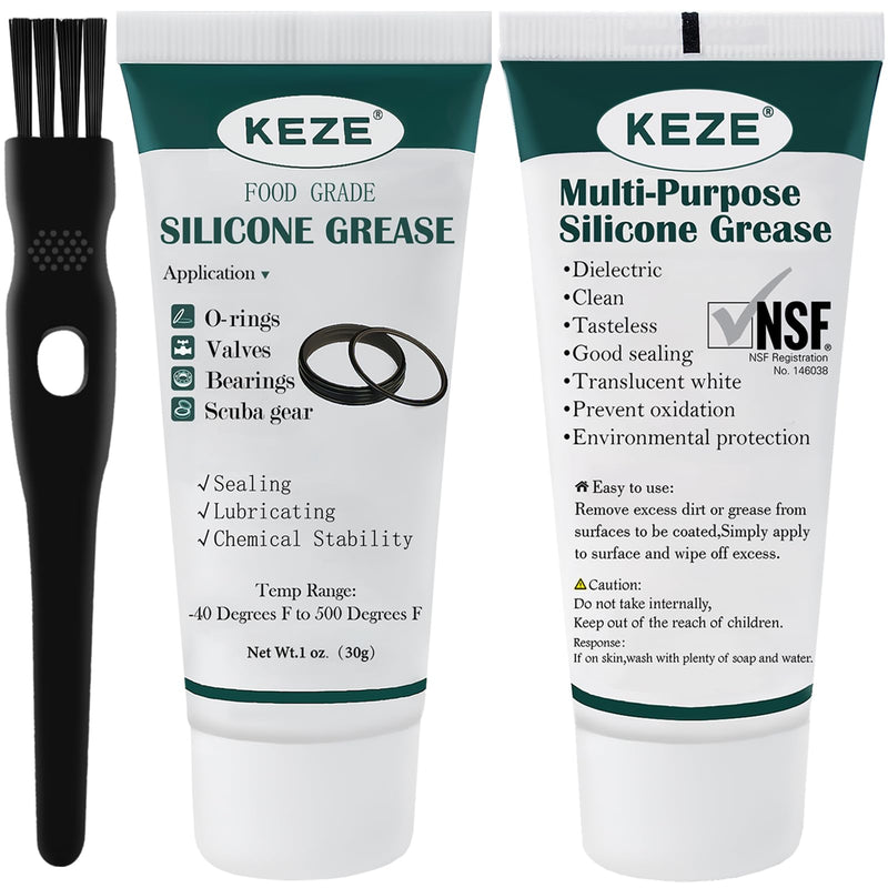 [Australia - AusPower] - Food Grade Silicone Grease for Plumber Faucet O Rings Lubricant 1 oz 2-Pack with Brush Silicone Grease 2-Pack 