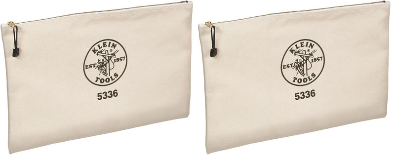 Klein Tools 5336 Zipper Bag, Canvas Contractor's Portfolio is Tough No. 10 Canvas to Resist Tears, Great for Carrying Contracts and More (Pack of 2) 1 Count (Pack of 2)