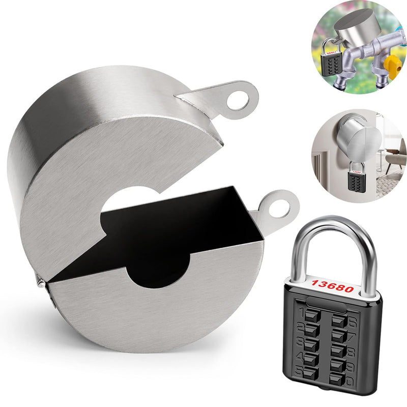 [Australia - AusPower] - smseace Outdoor Faucet Lock Device kit 304 Stainless Steel Faucet Cover with Code Lock uesd for Outside Faucet Gate Valve Lockout Device 