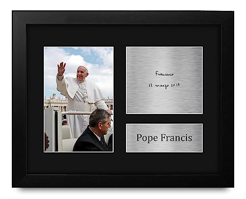 HWC Trading Pope Francis The Pope Rome Head Catholic Church Framed Gifts Printed Signed Autograph Picture for Religious Memorabilia Fans - US Letter Size (Framed) Pope Francis