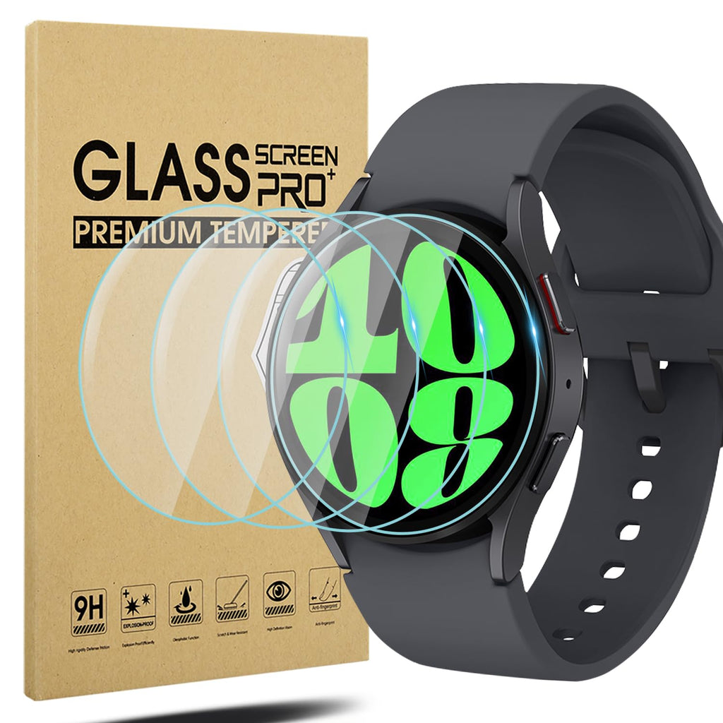 [Australia - AusPower] - Suoman 4-Pack for Samsung Galaxy Watch 6 44mm Screen Protector Tempered Glass, [Anti-Scratch] 2.5D 9H Hardness Ultra-thin Tempered Glass for Samsung Galaxy Watch 6 44mm Screen Protector Clear 